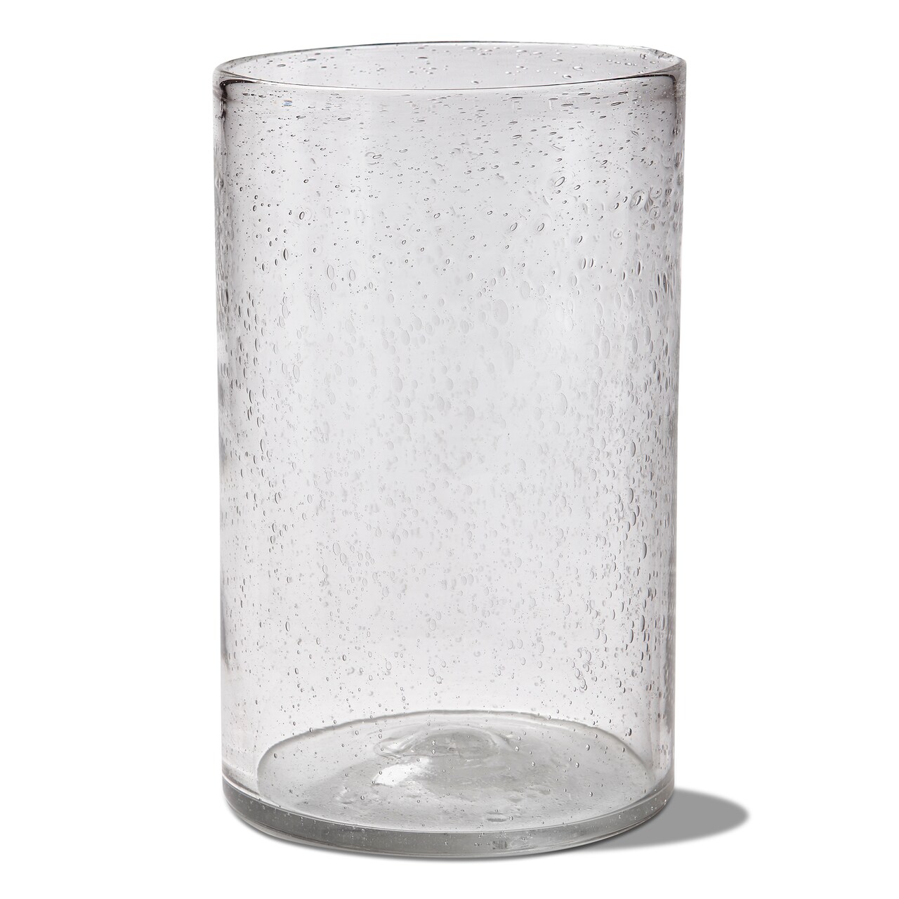 12.75" Headlands Hurricane Large Clear Blown Glass Vase with White Wave Pillar Candle Holder